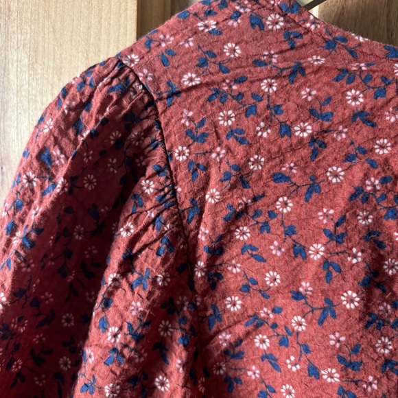 Madewell Sophia Tie Front Red Prairie Dress MiDi in Teaberry - Picture 11 of 16